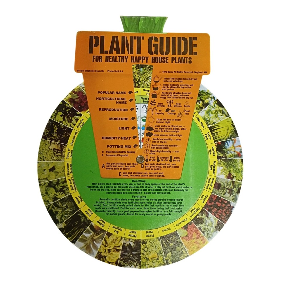 Vintage 1976 Norco Plant Guide Wheel Stephanie Doucette Houseplant Care Chart - Picture 1 of 2